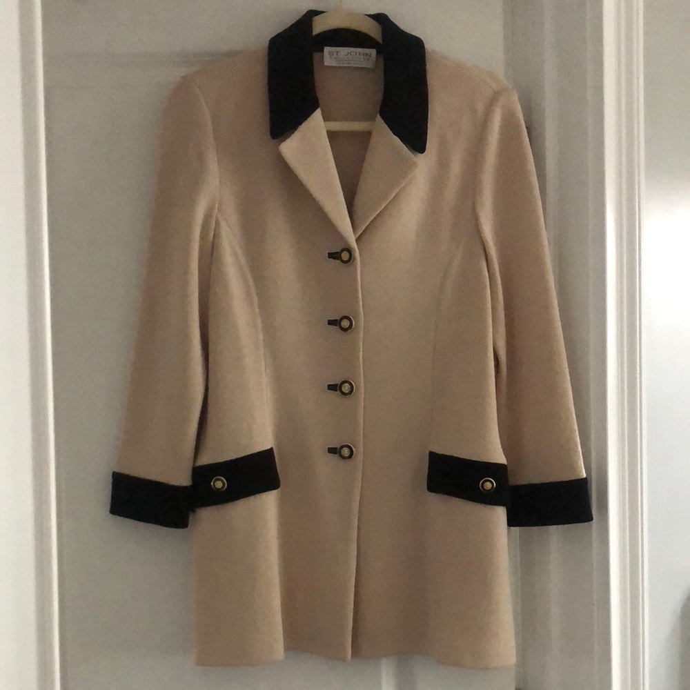 Elegant Beige and Black Women's Coat